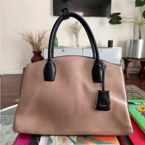 Henri Bendel New York Beige Textured Leather Satchel Purse